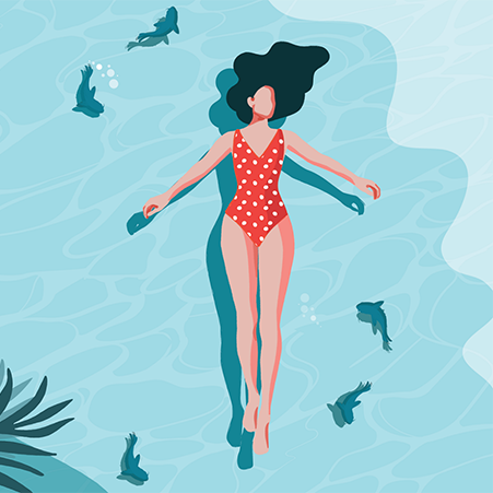 girl swimming illustration